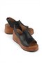Lenoxy Genuine Leather Elastic Wedge Heeled Women's Sandals - 4