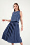 Comfortable Fit Sleeveless Midi Skirt Blouse Set Set 5866953 - 4