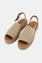 Women's Beige Suede Genuine Leather Size 36-41 Open Front Flat Sole Daily Espadrilles - 3