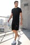 Men's Black Riveted Pocketed Elastic Waist Drawstring Combed Cotton Comfortable Above Knee Shorts 26Esrth373 - 7