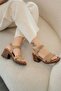 Alina Genuine Suede Leather Platform Heeled Shoes Tan - 4