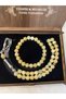 Stone Prayer Beads & Bracelet Set Special Design in Wooden Box - Yellow - Natural Stone - 4