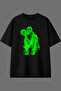 Green Valentine Design Pre-Printed Black Oversize T-Shirt