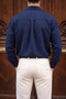Rio navy blue soft linen look half oversize comfortable fit shirt - 4