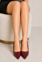 Burgundy Pointed Toe Patent Leather 8 cm Women's Heeled Shoes - 2