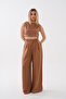Women's Shiny Reflective Loose-Fit Buttoned Top and Bottom Set - 2