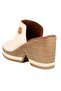 D26Yt-6115-B Cream Women's Heeled Leather Slippers - 3