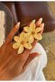 Cream color straw flower earring summer earring - 3