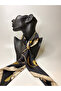 Chain Rope and Rose Patterned Double-Sided Scarf with Gold Ring Detail (70X70 cm) - 2