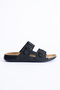Women's Double Buckle Strap Anatomical Sole Suede Slippers