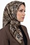 Women's Beige Brown Paisley Patterned Organic Soft Cotton Scarf