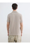 Xside Beige Polo Collar Men's T-Shirt - 6