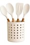Trendypazars Store White Spoon Holder White Cylinder Plastic Spoon Holder – Modern Perforated Design, Air-Permeable - 3