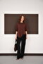 Lace Detailed Crew Neck T-Shirt - Brown |   D3005 - Coffee - 3