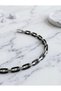 Steel Men's Bracelet - Modern Design Silver and Black Two-Tone Paperclip Model Chain Bracelet - 3