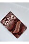 Genuine Leather Multi-Compartment Snake Print Minimalist Brown Black Card Holder & Wallet Drc65 - 3