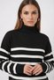 Women's Turtleneck Striped Knitwear Black Dress - 3