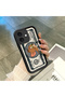 iPhone 17 Compatible High-Quality Cartoon Printed Shockproof Black Silicone Case