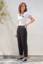 Women's Polo Collar Letter Detailed Basic Striped Sleeve Detail Knitwear White Blouse - 2