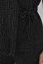 Women's V-Neck Belted Black Double Suit - 5