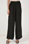 Women's Round Neck Regular Front Lace-Up Black Two-Piece Set - 6