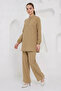 Women's High Collar Buttoned Viscose Biscuit Two-Piece Set - 3