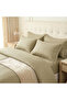 6 Piece Double Duvet Cover Set with Elastic Fitted Sheet - Microfiber Satin Stripe 200x200+30cm Deep Pocket Hotel Quality Luxury - 5
