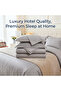6 Piece Double Duvet Cover Set with Elastic Fitted Sheet - Microfiber Satin Stripe 200x200+30cm Deep Pocket Hotel Quality Luxury - 6