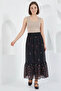 Women's Patterned Chiffon Black Skirt - 2