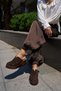 Zelo Women's Brown Genuine Leather Suet Close-Toe Slippers - 6
