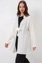 Women's Shirt Collar Lace-Up Viscose White Kimono - 3