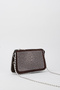 Women's Zerrin Brown Suede Zipper Closure Mini Handbag and Shoulder Bag with Sequined Edges and Stones