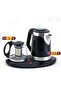 Electric Tea Maker Set with Stainless Steel Kettle & Glass Teapot, Dual Pot Tea Brewing Tray - 2