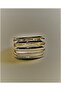 Striped Modern Design Steel Ring Gold Plated 462 - 5
