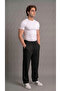 Men's Black Comfortable Fit Loose Cut Baggy Parachute Pants with Side Pockets - 3