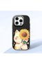 iPhone 16 Pro Compatible Case with Camera Protector Black Silicone Couple Phone Case with Cat Pattern