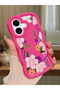 iPhone 17 Compatible Case Camera Protector Red Silicone Couple Phone Case Floral Pattern
