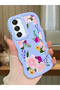 Samsung Galaxy A16 Compatible Case Camera Protector Blue Silicone Couple Phone Case Floral Pattern