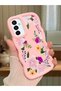 Samsung Galaxy M23 Compatible Case Camera Protector Pink Silicone Couple Phone Case Floral Pattern