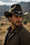 Men's Khaki Cowboy Western Style Leather Detailed Vintage Hat - 4