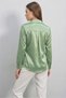 Women's Double-Breasted Collar Belted Waist Satin Green Shirt - 6