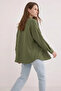 Women's Oversize Cut Viscose Khaki Shirt with One Pocket - 7
