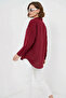 Women's Single Pocket Oversize Viscose Claret Red Shirt - 7