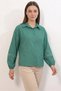 Women's Lace Detailed Oversize Emerald Green Shirt - 2