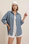 Women's Oversize Basic Cotton Indigo Shirt