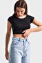 İts Basic Women's Stretch Fabric Crew Neck Crop Body - 4