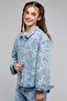 Bow Print Denim Jacket with Button Closure - 3