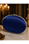 Women's Silvery Satin Navy Blue Evening Dress Clutch with Chain Strap Hand and Shoulder Wedding Engagement Evening Bag - 2