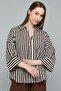 Striped Shirt with Spread Collar and 3/4 Sleeves