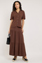 Textured Shirt with Spread Collar and Short 3/4 Sleeves - 4